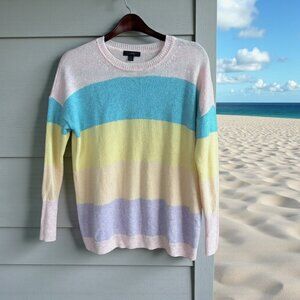 J. Crew Wool Cashmere Boyfriend Sweater Pastel Colorblock Size Small